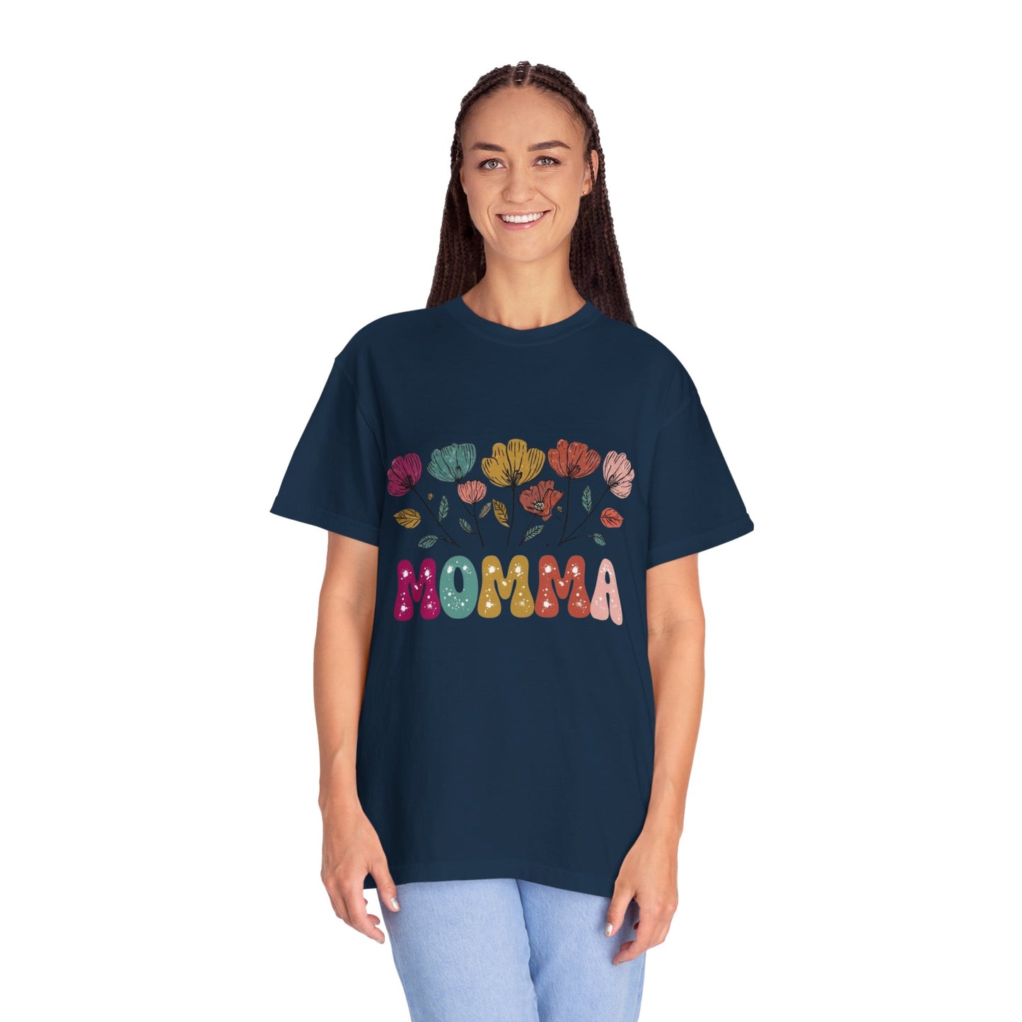 Momma Floral Unisex Garment-Dyed T-Shirt