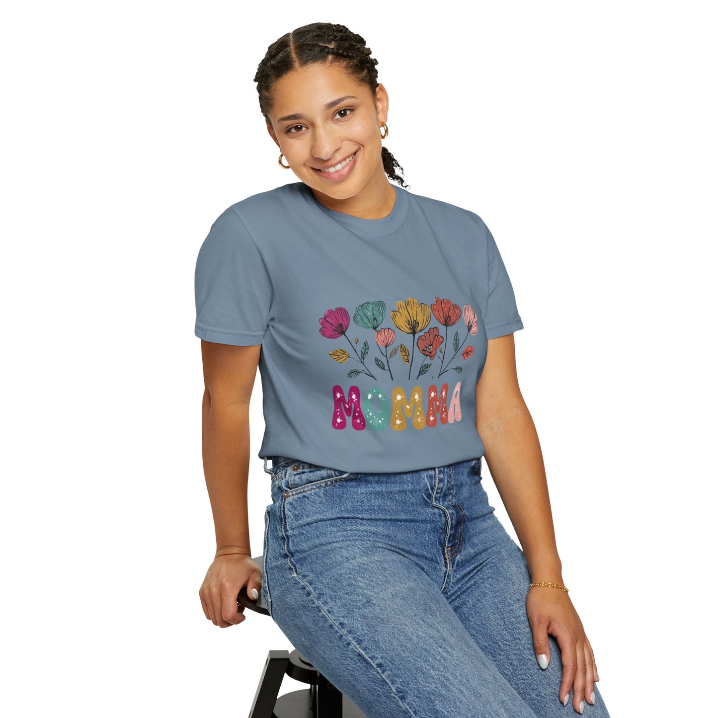 Momma Floral Unisex Garment-Dyed T-Shirt