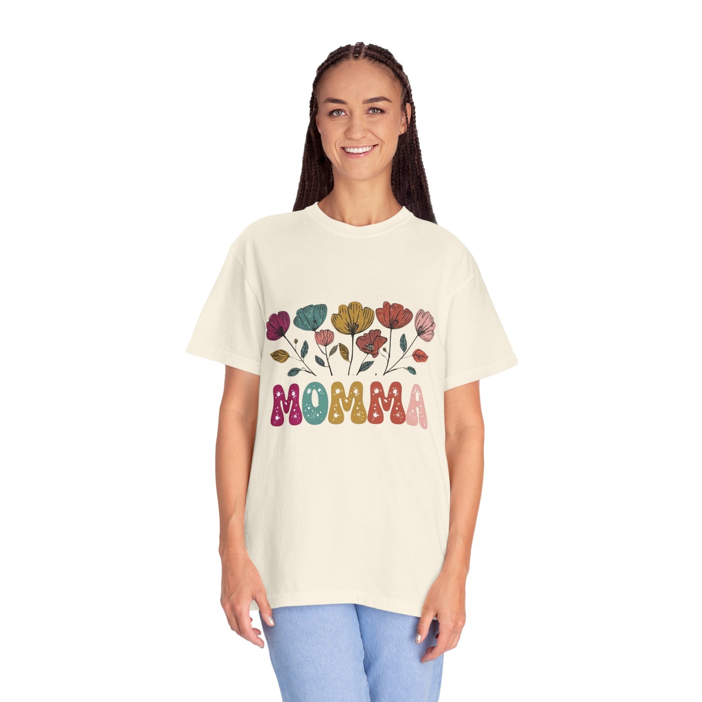 Momma Floral Unisex Garment-Dyed T-Shirt