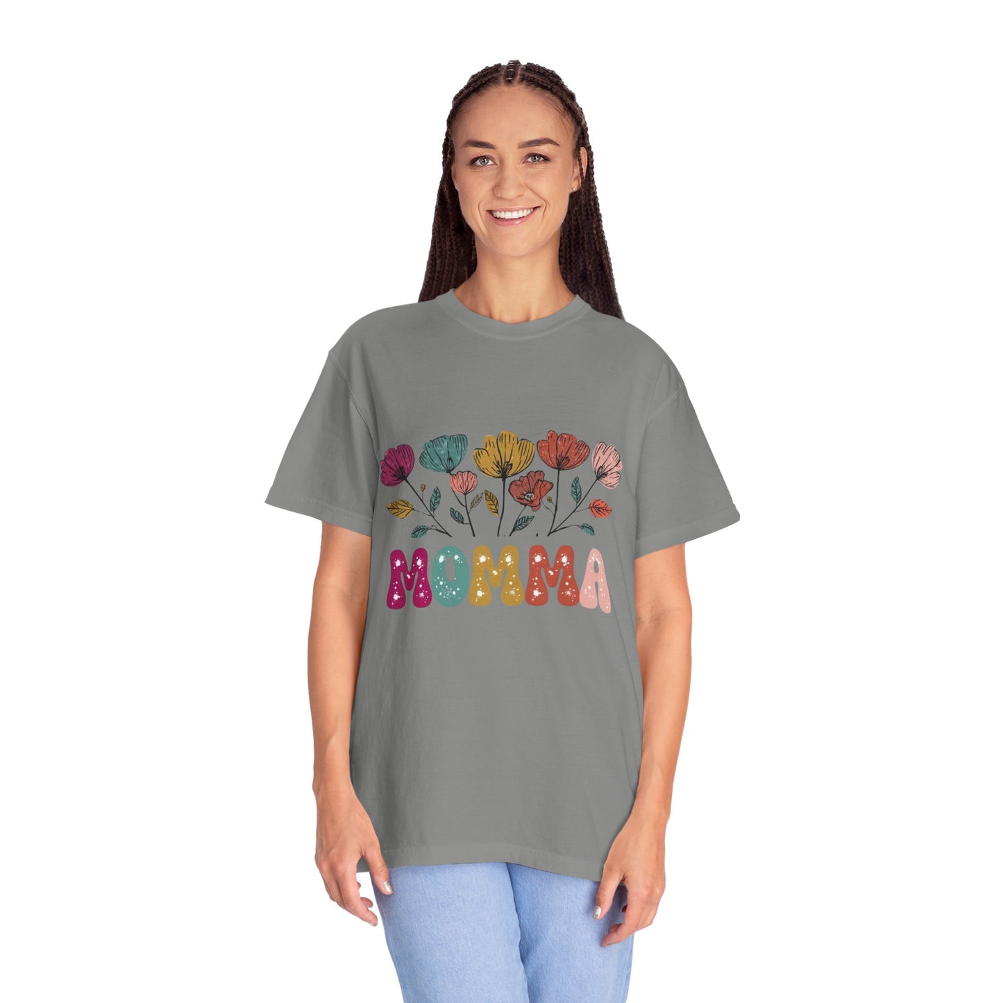 Momma Floral Unisex Garment-Dyed T-Shirt