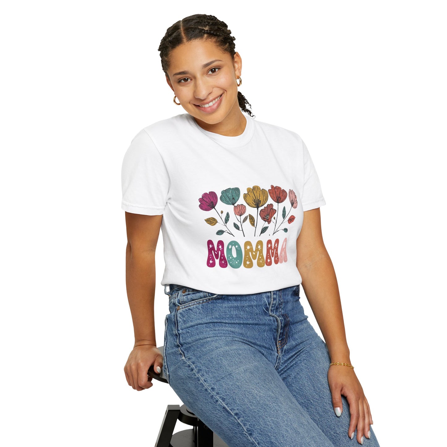 Momma Floral Unisex Garment-Dyed T-Shirt
