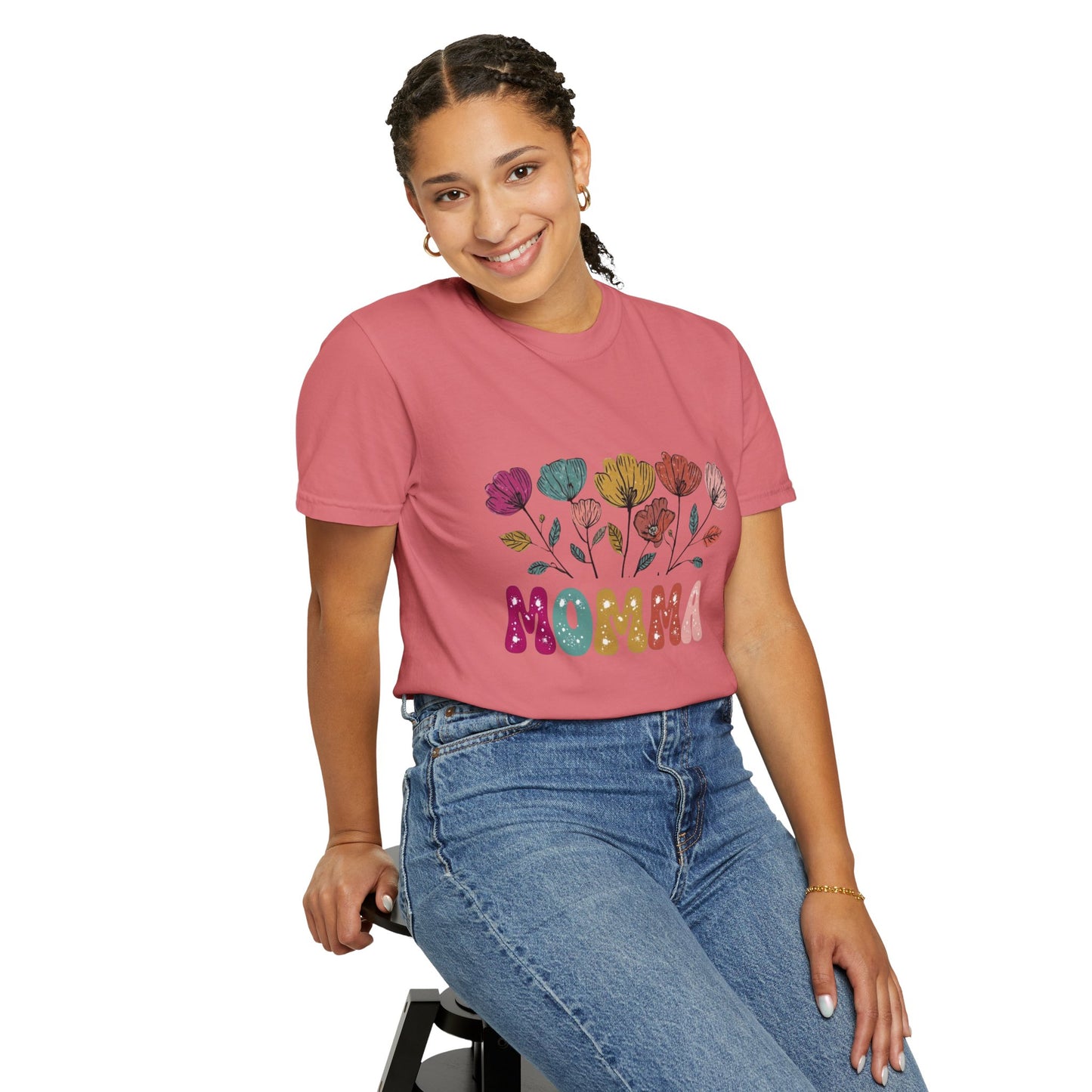 Momma Floral Unisex Garment-Dyed T-Shirt