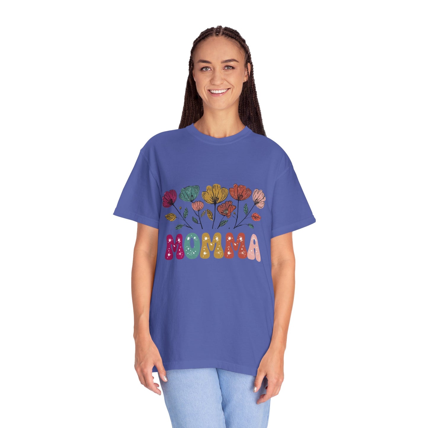 Momma Floral Unisex Garment-Dyed T-Shirt