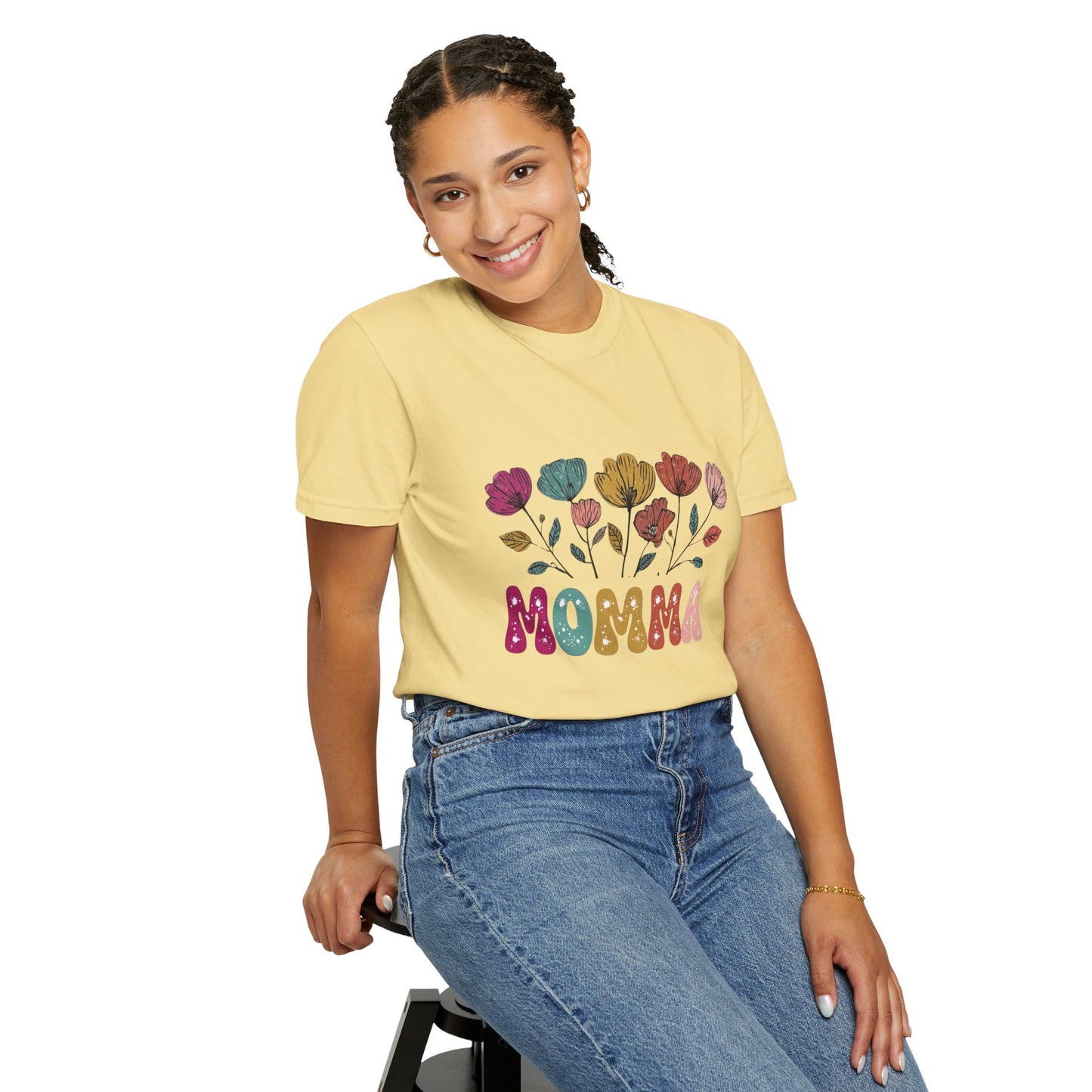 Momma Floral Unisex Garment-Dyed T-Shirt